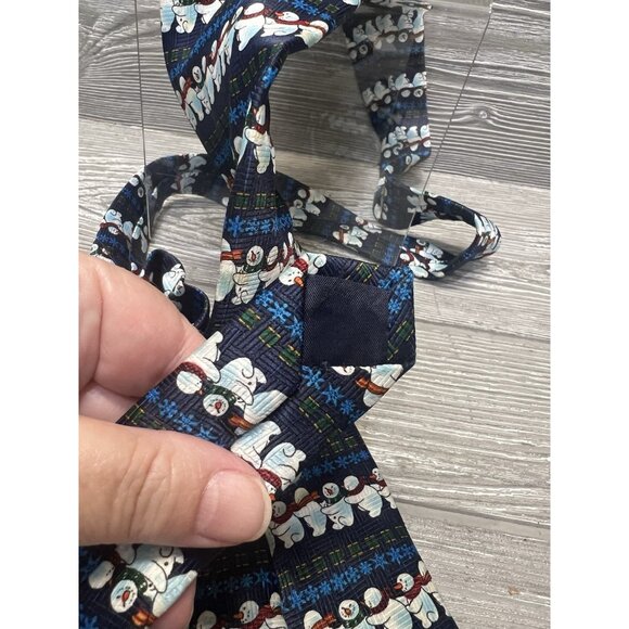 Snowmen Conga Line Christmas Tree Neck Tie Yule Tie Greetings Men's Korea - Picture 5 of 6
